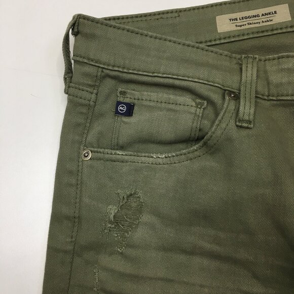 AG ADRIANO GOLDSCHMIED Green Distressed The Legging Ankle Super Skinny Jeans - Picture 5 of 13
